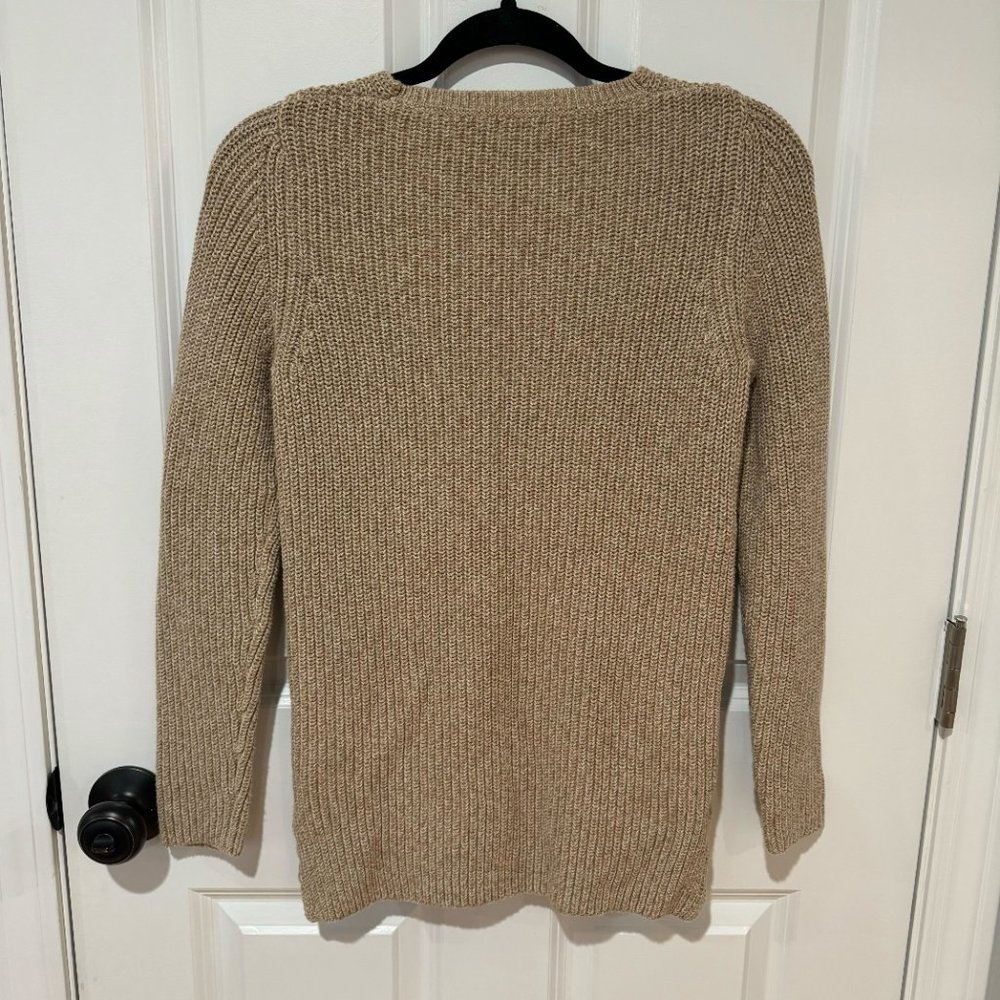 L.L. Bean Tan Cotton V Neck Pullover Sweater‎ - Size Small - Picture 7 of 8